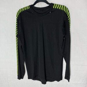 Helly Hansen Black Long Sleeve Crew Neck Activewear Shirt W Green Accents S